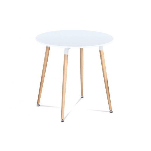 Jedálenský stôl okrúhly Ilja, 80 cm, biela/buk - 1