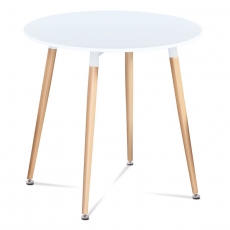 Jedálenský stôl okrúhly Ilja, 80 cm, biela/buk - 1