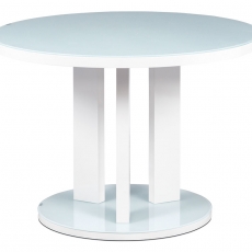 Jedálenský stôl okrúhly Judita, 108 cm, mliečne sklo/biela - 1