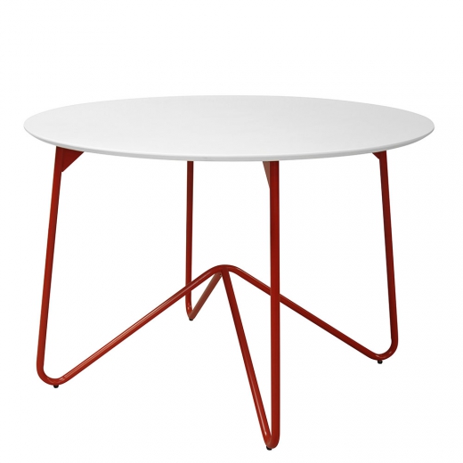 Jedálenský stôl okrúhly Strict, 110 cm, biela/červená - 1