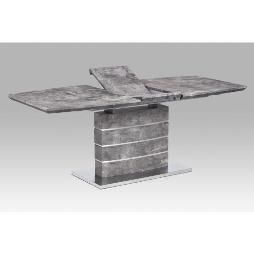 Jedálenský stôl rozkladací Simeona, 160 cm, betón/nehrdzavejúca oceľ - 1