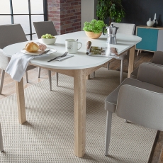 Jedálenský stôl rozkladací Skane, 200 cm, biela / Sonoma dub - 8