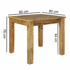 Jedálenský stôl Rustica, 80 cm, mangové drevo - 3