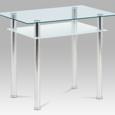 Jedálenský stôl s policou Radka, 90 cm, sklo/chróm - 1