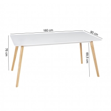 Jedálenský stôl Scanio, 160 cm, biela/dub - 2
