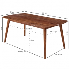 Jedálenský stôl Turan, 120 cm, masív Sheesham - 3