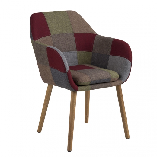 Konferenčná / jedálenská stolička s podrúčkami Milla, patchwork - 1