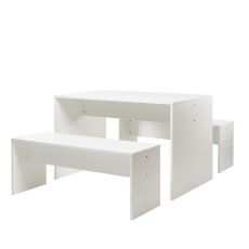 Jedálny stôl + 2 lavice Rome (sada 3 ks), biela - 2