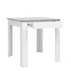 Jedálenský stôl so zásuvkou Solo, 80 cm, betón/biela - 5