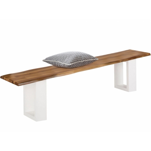 Jídelní lavice Melina, 200 cm, masivní akát / bílá - 1