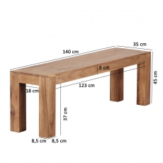 Jídelní lavice Mumbai, 140 cm, masiv akát - 3