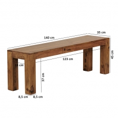 Jídelní lavice Mumbai, 140 cm, masiv Sheesham - 3