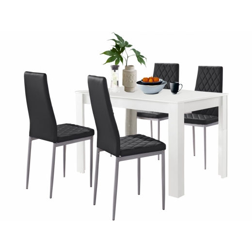 Jídelní set Bero 4+1, 120 cm, černá / bílá - 1