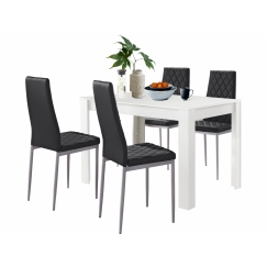 Jídelní set Bero 4+1, 120 cm, černá / bílá