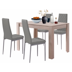 Jídelní set Bero 4+1, 120 cm, šedá / dub