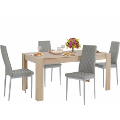 Jídelní set Bero 4+1, 160 cm, šedá / dub