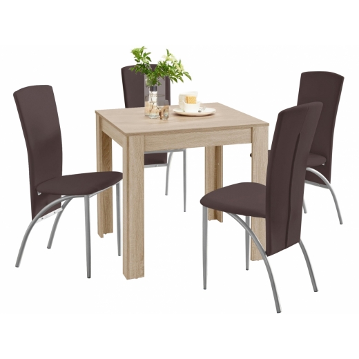 Jídelní set Dane 4+1, 80 cm, hnědá / dub - 1