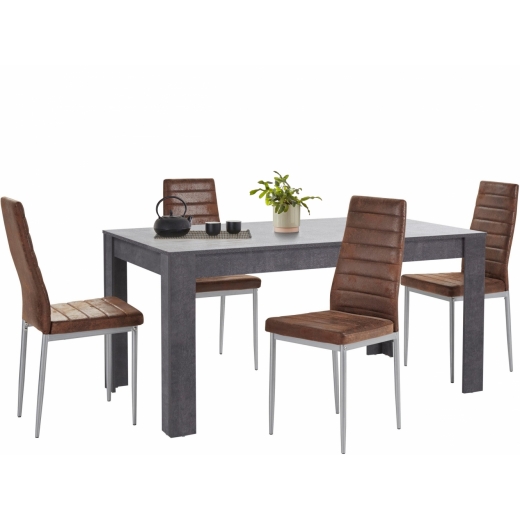 Jídelní set Lorin 4+1, 160 cm, šedá / hnědá - 1