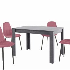 Jídelní set Lorm 4+1, 120 cm, růžová / šedá - 2
