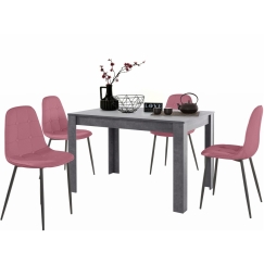 Jídelní set Lorm 4+1, 120 cm, růžová / šedá