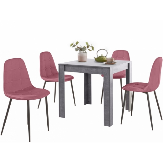 Jídelní set Lorm 4+1, 80 cm, růžová / šedá - 1