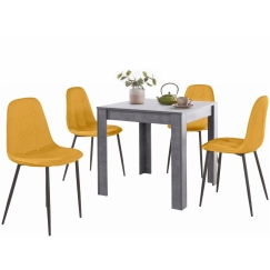 Jídelní set Lorm 4+1, 80 cm, žlutá / šedá