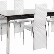 Jídelní set Piwas, 4+1, 200 cm, bílá / černá - 1