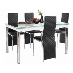 Jídelní set Piwas, 4+1, 200 cm, černá / bílá