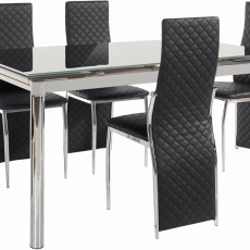 Jídelní set Piwas, 4+1, 200 cm, černá / šedá - 1
