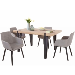 Jídelní set Shely II. 4+1, 150 cm, dub / světle šedá