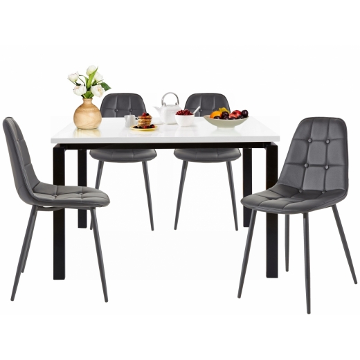 Jídelní set Silve, 4+1, 120 cm, černá / bílá - 1