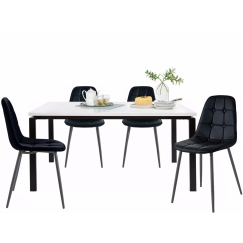 Jídelní set Silve, 4+1, 160 cm, černá / bílá 