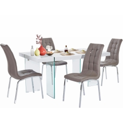 Jídelní set Trud, 4+1, 160 cm, cappuccino / bílá