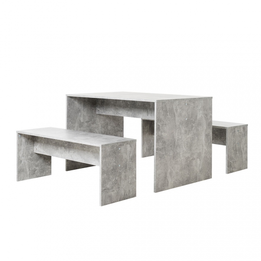 Jídelní stůl + 2 lavice Rome (sada 3 ks), beton - 1