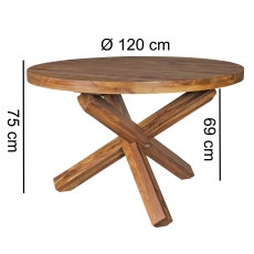 Jídelní stůl Boha kulatý, 120 cm, masiv Sheesham - 3