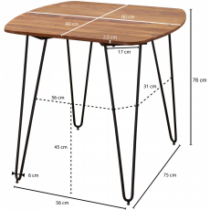 Jídelní stůl Dorien, 80 cm, sheesham  - 4