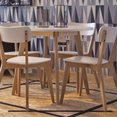 Jídelní stůl kulatý Corby, 90 cm bříza / bílá - 2