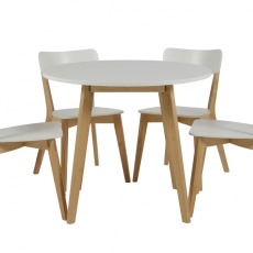 Jídelní stůl kulatý Corby, 90 cm bříza / bílá - 4