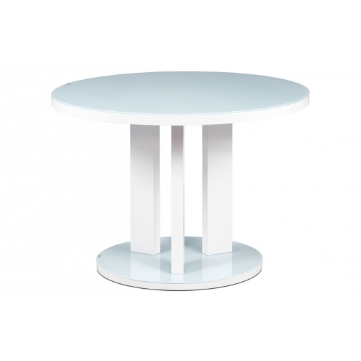 Jídelní stůl kulatý Judita, 108 cm, mléčné sklo/bílá - 1