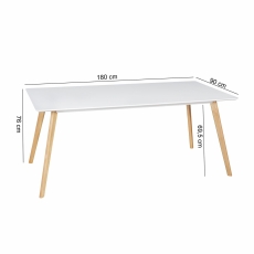 Jídelní stůl Scanio, 180 cm, bílá/dub - 2