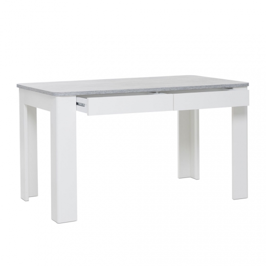 Jídelní stůl se zásuvkami Finland, 138 cm, beton/bílá - 1