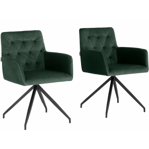 Jídelní židle Aashay (SADA 2 ks), samet, zelená - 1