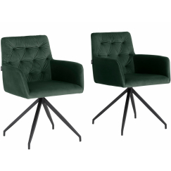 Jídelní židle Aashay (SADA 2 ks), samet, zelená
