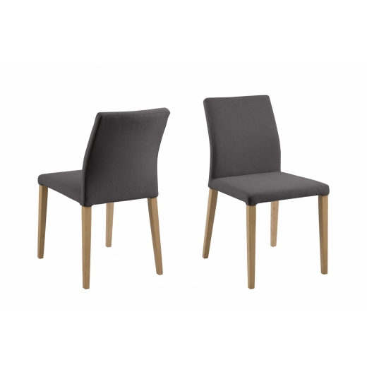 Jídelní židle Adalyn (SET 2 ks),  tmavě šedá / dub - 1