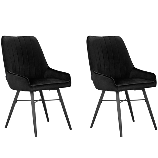 Jídelní židle Akita (SET 2 ks), samet, černá - 1