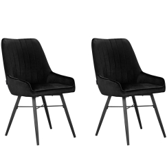 Jídelní židle Akita (SET 2 ks), samet, černá
