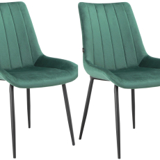 Jídelní židle Alzira (SET 2 ks), samet, zelená - 1