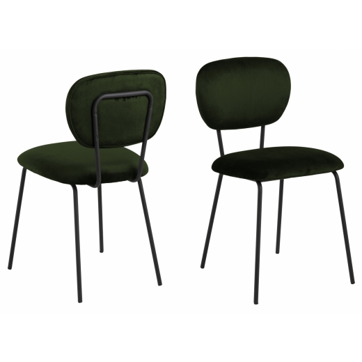 Jídelní židle  Ariana (SET 2ks), samet, tmavě zelená - 1