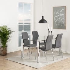 Jídelní židle Asama (SET 4ks), tkanina, šedá - 2