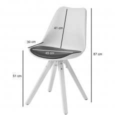 Jídelní židle Benny (SET 2 ks), syntetická kůže, bílá / černá - 2